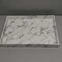 Home Redefined Modern Elegant 17.5"x12" Rectangle White Marble Faux Leather Decorative Tray Ottoman Coffee Table Perfume Living Room Kitchen Serving Tray Display Vanity with Handles for All Occasion's