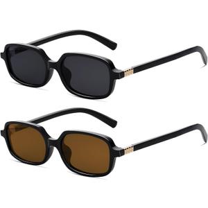 Retro Rectangle Sunglasses for Women Trendy Vintage Cool Rectangular Shades Fashion Small Square Frame