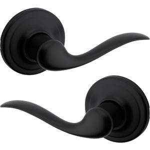 Kwikset Tustin Interior Passage Door Handle, Lever For Closet and Hallway Doors, Reversible Non-Locking Handle Lever, Matte Black, with Microban Protection (1 Pack)