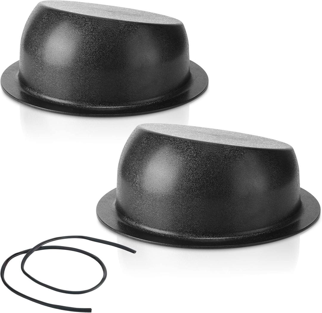 Amylove 2 Pcs Universal Angled Speaker Enclosures Boxes Pods Surface Mount with Rubber Strip for Install 6.5 Inch Speakers or Smaller Custom Mount Door Kick Panel Rear Deck (Black, No Hole Cut)