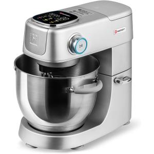 Hauswirt Stand Mixer 6QT XL Large, 4.5" LED Touch Screen Electric Household Stand Up Mixer, Full Metal Structure Standing Mixer 11-Speed, Dough Cake Bread Mixer Silver