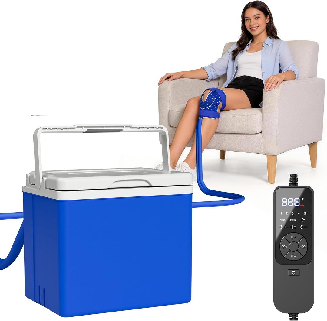 Ice Machine for Knee After Surgery FSA Cold Therapy Machine with Auto Timer, Leak-Proof Reinforced Bucket & Adjustable Flow for Knee Replacement and Multi-Joint Recovery, HSA Eligible