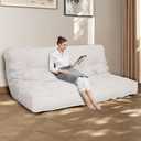8” Full Size Futon Mattress Sofa Bed, Extra Thick Foldable Floor Mattress, Shredded Foam Filling for Adults/Teens/Pets with No Assembly Needed - Beige(Frame Not Included)