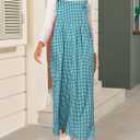Happy Sailed Womens Plaid Overalls Casual Loose Sleeveless Adjustable Straps Wide Leg Pants Jumpsuit with Pockets (Blue, M)