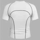 WDIRARA Men's Line Decor Slim Fit Crop T-Shirts Round Neck Short Sleeve Summer Tee Tops (White, L)