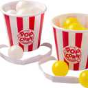 Fun Express Popcorn Bucket Ball Toss Game - 14 Total Pieces - Party Games for Kids