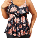 Yonique Women's Plus Size Tankini Swimsuits with Shorts Two Piece Bathing Suits Ruffle Swimsuits Tummy Control Swimwear XL