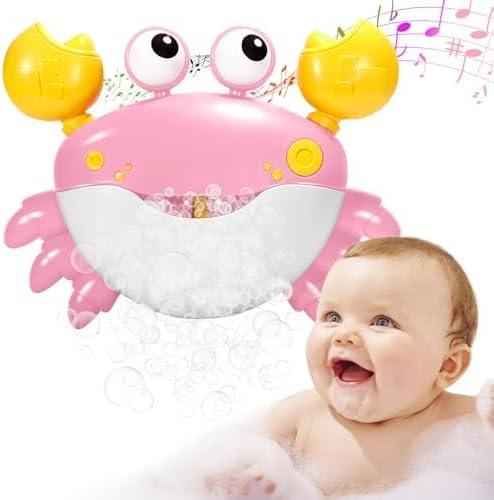 Baby Bath Toys Crab:Bubble Machine Bath Toy Crab Bath Bubble Maker,Blow Bubbles and Plays Childrens Songs,for Bath Toys Battery Operated(Pink)