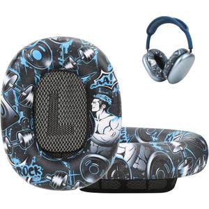 Ear Cushions Ear Pads for AirPods Max Headphones with Protein Leather, Memory Foam and Magnet for Gym, Sporty Graffiti Style, Cartoon Pattern