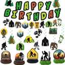 Bigfoot Party Decorations Bigfoot Birthday Party Decor Supplies Includes Happy Birthday Banner Hanging Swirls Honeycomb Centerpiece for Kids Man Sports Fan Birthday Party