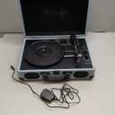 Vinyl Record Player 3-Speed Bluetooth Suitcase Portable Belt-Driven Record Player with Built-in Speakers RCA Line Out AUX in Headphone Jack Vintage Turntable Haze Blue