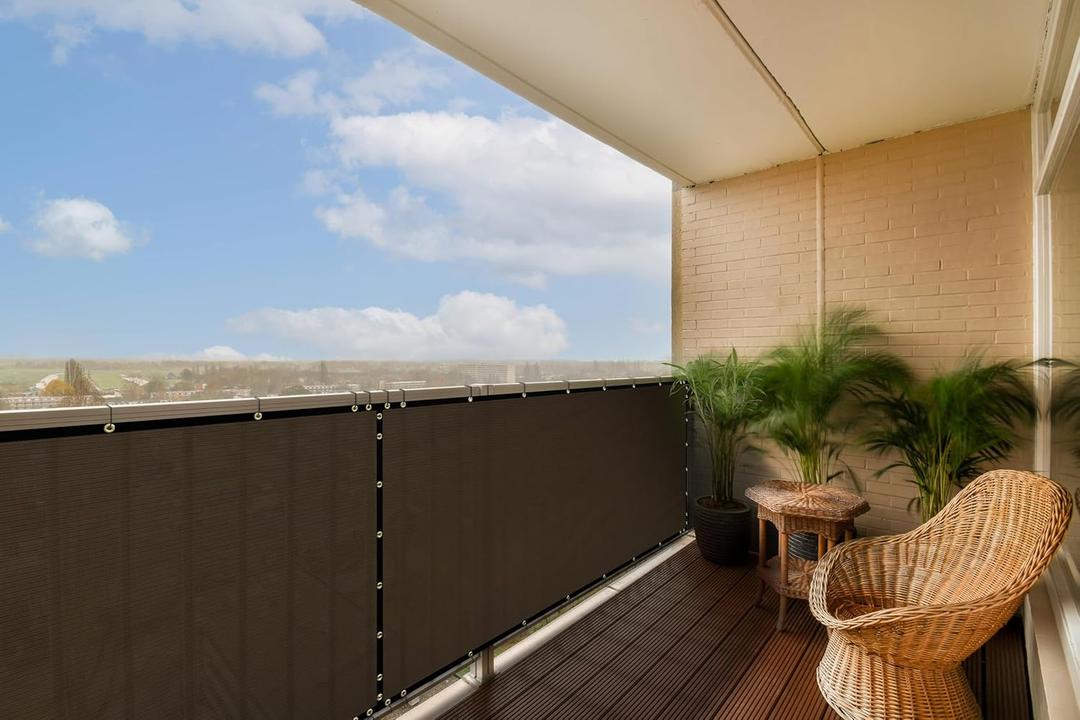  Customized Size Brown 3' x 60' Balcony Privacy Screen, Apartment Porch Railing Patio Fence Windscreen Fabric Cloth - Commercial Grade 170 GSM  - Cable Zip Ties Included