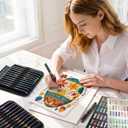 JusArt Acrylic Brush Markers, 96 Colors Brush Tip Acrylic Marker Set, 48 Dual-Tip Water Based No Bleed Markers with Automatic Ink Control for Wood, Rock, Fabric, Canvas, Glass, Eggs & DIY Crafts