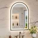 Keonjinn 24x36 Inch Black Arched Bathroom Mirror with Lights, Arch Mirror
