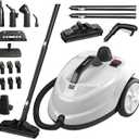 Steam Cleaner, Powerful Heavy Duty Canister Steamer with 34 Accessories, Steam Mop with 16.4 Ft Extra-Long Power Cord for Home Floor Cleaning, Grout, Upholstery, Car Detailing, White