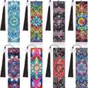 8 Pieces Mandala Diamond Art Bookmarks 5d Mandala Beaded Bookmark Acrylic Tassel Bookmark for DIY Making Beginners Kids Adults Arts Craft Supplies