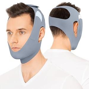 REROIO Chin Strap for Sleeping with 4Side Adjustment, Anti Snoring Chin Strap Elasticity, Anti Snoring Devices Breathable and Durable, Comfortable Snore Stopper for Adults, Gray, M
