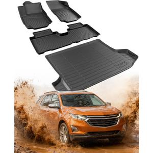for Chevy Equinox Floor Mats 2024 2023 2022 2021 2020 2019 2018, for GMC Terrain Floor Mats 2018-2024, for Equinox All Weather Mats Cargo Liners Trunk Carpet Rubber Car Accessories