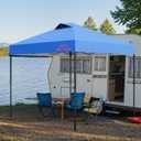 Benass Pop Up Canopy Replacement Top with Air Vent and 1" Reserved Velcro Strip (10x10, Light Blue)