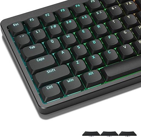 XVX Low Profile Keycaps 75 Percent, PBT Custom Keyboard Keycaps Full Set, Black Key caps for 60% 65% 75% 80% 100% Mechanical Keyboard