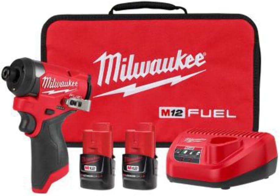M12 Fuel 12V 1/4" Lithium-ion Cordless Impact Driver Kit - with 2 Batteries, Charger, and Tool Case (Chrome)