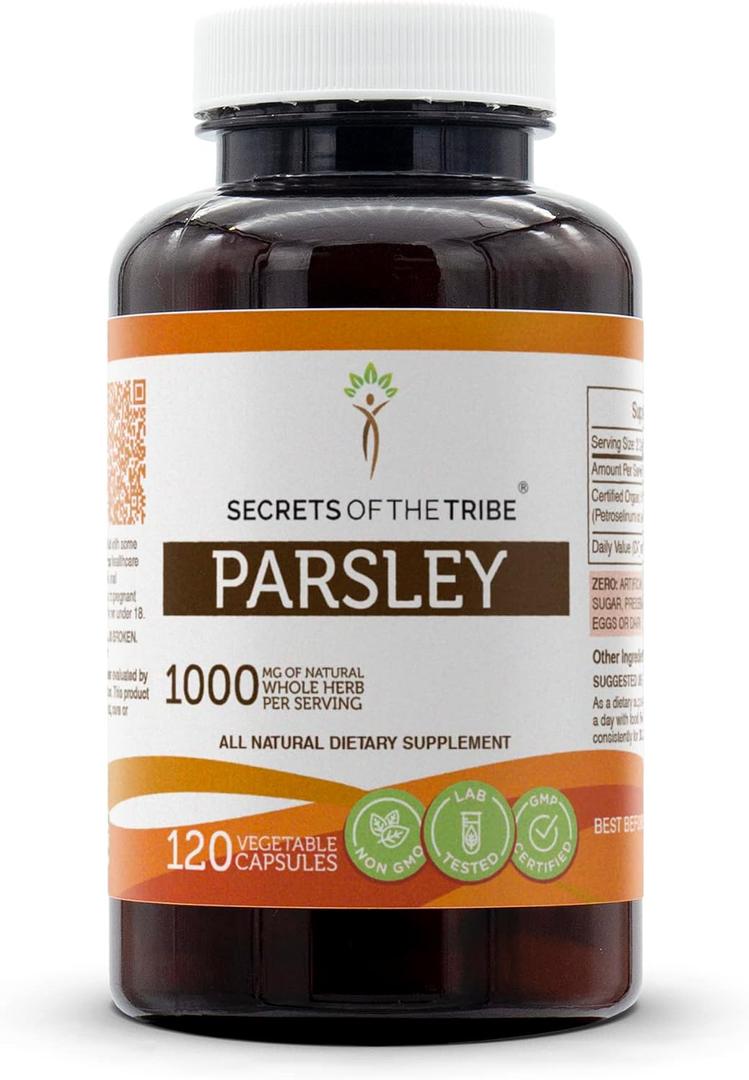 Secrets of the Tribe Parsley 120 Capsules, 1000 mg, Parsley (Petroselinum crispum) Dried Leaf (120 Capsules)