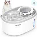 NPET Cat Water Fountain with Visible Water Level Window, White Grey 2L/67oz Automatic Pet Water Fountain with Quiet Pump, Dog Water Dispenser for Drinking (Inductor Model)