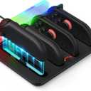 Joy-Con Charging Dock for Nintendo Switch 2, JoyCons 2 Charger Accessories 4 in 1 with LED Indicator, Vibration RGB Light and Charging Cable (Black)