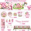 313pcs Farm Birthday Decorations for Girl, Worry-free One-stop Set for 25 Guests, with Thick Plates Banner Centerpieces and Cupcake Toppers, Easy Setup for Farm Themed Party