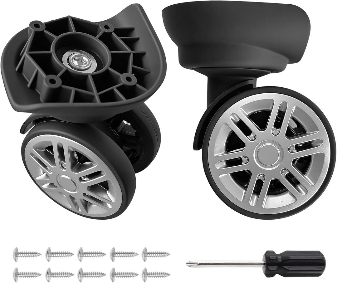 Luggage Wheels Replacement 2 Pack Heavy-Duty Suitcase Wheels with 4 Screw Holes,360 Smooth Rolling Spinner Casters for Luggage RepairFW013
