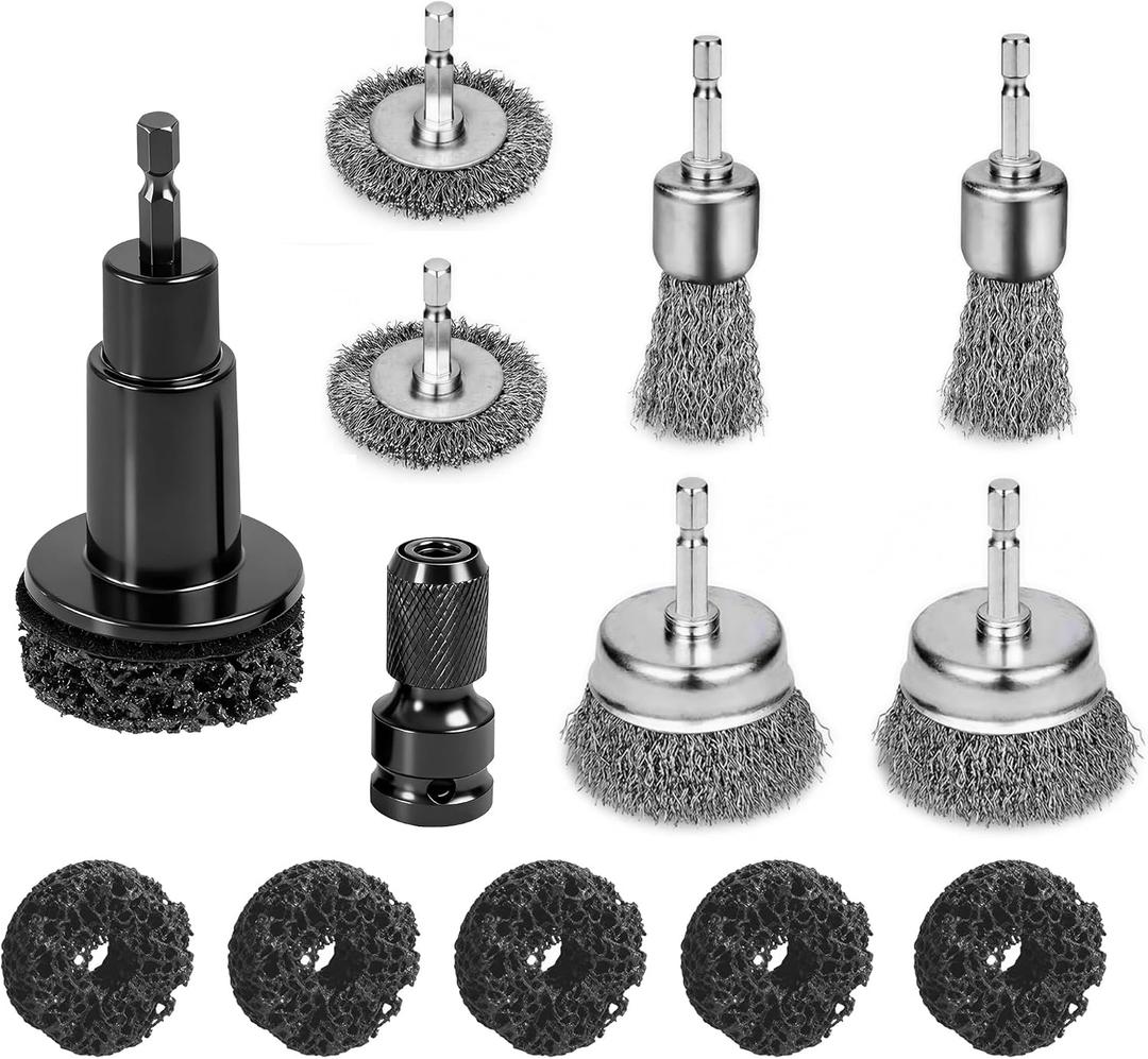Wheel Hub Cleaning Tool, Brake Rotor Resurfacing Kit - 5 Pads & Coarse Carbon Steel Crimping Wire Wheel Brush, Rust Removal Tool for Car Repair