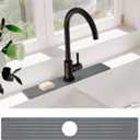 Stone Faucet Mat, Bathroom Sink Splash Guard, Diatomite Quick Drying Stone Mat - Water Absorbing Mat for Kitchen & Bathroom Sink (23.6" x 3.9", Grey)