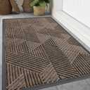 Smiry Front Door Mat Outside Entrance, Heavy Duty Sturdy Natural Rubber Doormat, Trap Dirt and Moisture, Easy Clean Low Profile Welcome Floor Mats for Indoor Outdoor Entry, 59x23 Inch, Brown