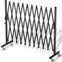 Expandable Barricade Gate,Accordion Garden Yard Outdoor Indoor Portable Folding Security Dog Fence Gates Wall Mount,129 Adjustable Metal Safety Barrier Gate with Casters,Black (Medium)