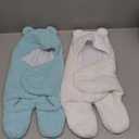 2 Pack Ultra Warm Sherpa Plush Baby Swaddle Wrap - Newborn Essentials - 0-6 Months - Aquamarine and White