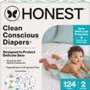 The Honest Company Comfort Dry Disposable Daytime Diapers for Sensitive Skin, Hypoallergenic, Barnyard Babies + Pattern Play, Super Club Box Size 2 (1218 lbs), 124 Count