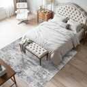 6x6 Rug Square Living Room: Washable Modern Abstract Area Rugs Black Grey
