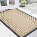 Buganda Front Door Mat Indoor Outdoor Entrance, Non-Slip Natural Rubber Doormats, Easy Clean, Low Profile, Dirt Trapper Entryway Floor Mats for Outside, Garages and Patios, 36x24, Beige