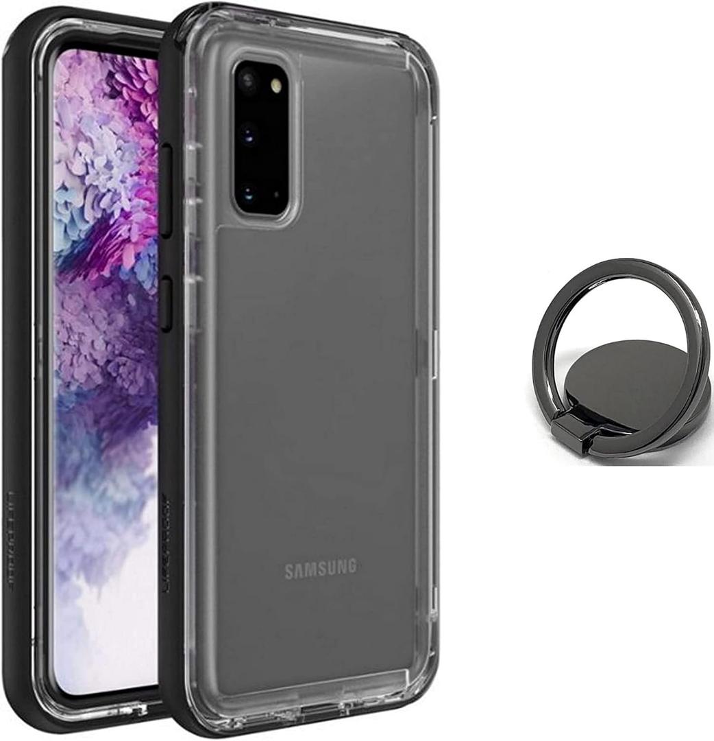 LifeProof Next Series Case for Samsung Galaxy S20 (Not for The Plus Model) & Phone Ring Holder Kickstand - Bundle - Black Crystal