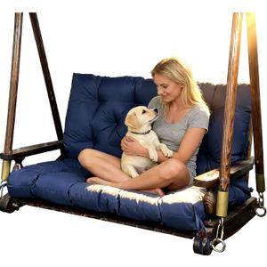 Porch Replacement Swing Cushions for Outdoor: 2-3 Seater Garden Waterproof Patio Bench Cushion with Ties - 4" Thick Swing Chair Cushion for Backyard Furniture Loveseat