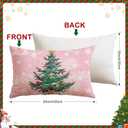 2 x Artscope Christmas Tree Snowman Throw Pillow Covers 12x20 Inch Set of 4, Let It Snow Holly Jolly Winter Hoilday Christmas Decoration Pillow Cases for Home Sofa Couch Decor-Pink