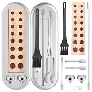 10 Pcs Capsules Filling Machine Tray Kit for Empty Gel Size #000 to #5 -Powder Tamper/Lab Scoops/Micro Funnels/Capsule Holder Maker Tools for Home & Lab Supplies