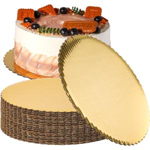 Fit Meal Prep 20 Pack Cake Boards, 12 Inch Round Gold Cake Circles, Disposable Pizza Circles Cake Pan Base Stand for Desserts and Pastries, Greaseproof Cardboard Cake Rounds for Cake DIY, Birthday