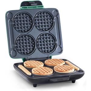 Dash Multi Mini Waffle Maker- Quad Waffle Maker for Family Breakfasts - Dual Nonstick Heating Plates & Easy-Release Surface - Compact & Fast-Heating - Aqua