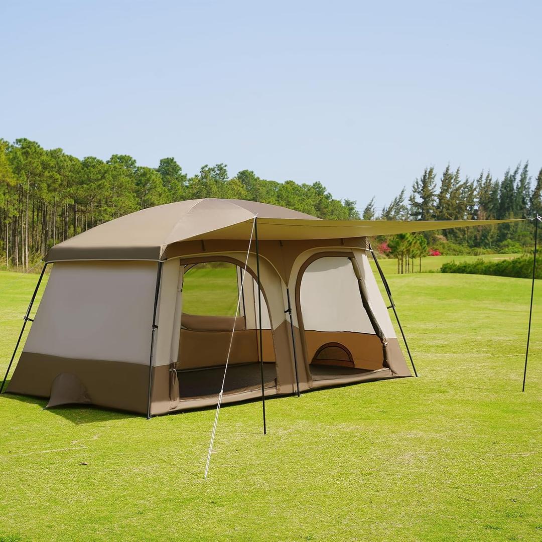 Vidalido Tents6-8 Person Camping Tent with Extended Vestibule2 Room Weather Resistant Family TentsEasy Install Waterproof Outdoor Tent for Backpacking and Camping Hiking, 141.73 inches x 94.49 inches x 74.8"