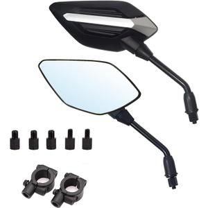 Mamiko 8MM Motorcycle Mirrors Universal for 7/8"Handlebars Bike Mirror Compatible with ATV Snowmobile Scooter Moped Dirt Bike Sportsman - Convex Mirrors