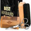 2 x Husband Gifts for Him - Beard Kit for Men Grooming and Care with Brush, Comb, Scissors & Storage Bag - Husband Birthday Gift Ideas, Anniversary Retirement Birthday Gifts for Men