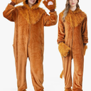 Lion Costume Adult Animal One Piece Unisex Lion Pajamas Halloween Party Onesie Cosplay Jumpsuit for Men Women XL