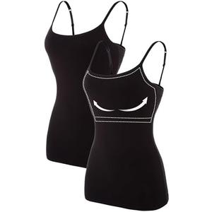 ATTRACO Women's Cotton Camisole Shelf Bra Spaghetti Straps Tank Top Size XL