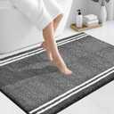 PURRUGS Bathroom Rug Non-Slip Machine Washable 30" x 46", Super Absorbent and Quick Dry Shaggy Microfiber Bath Mat, Extra Soft and Plush Bath Rug for Bathtub, Shower and Sink, Charcoal